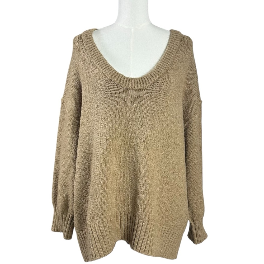 Free People Retro 90s Brookside Slouchy Tunic Sweater Camel Tan Medium - Picture 7 of 17